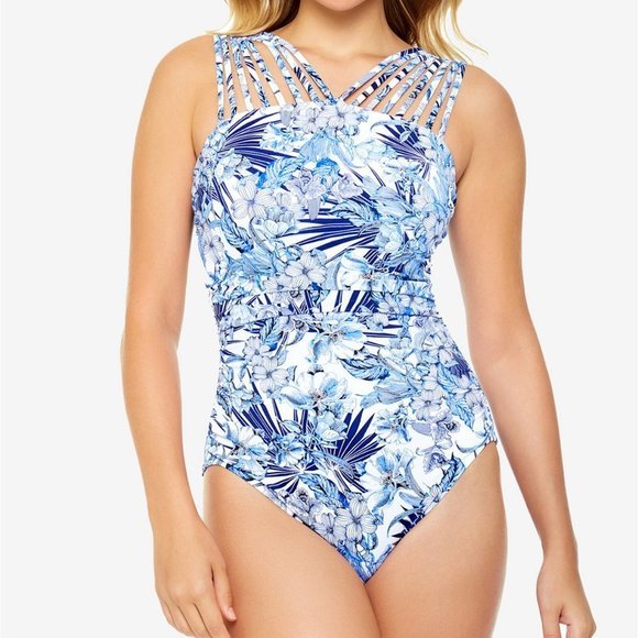 Swim Solutions Strappy One-Piece Swimsuit - Picture 11 of 14